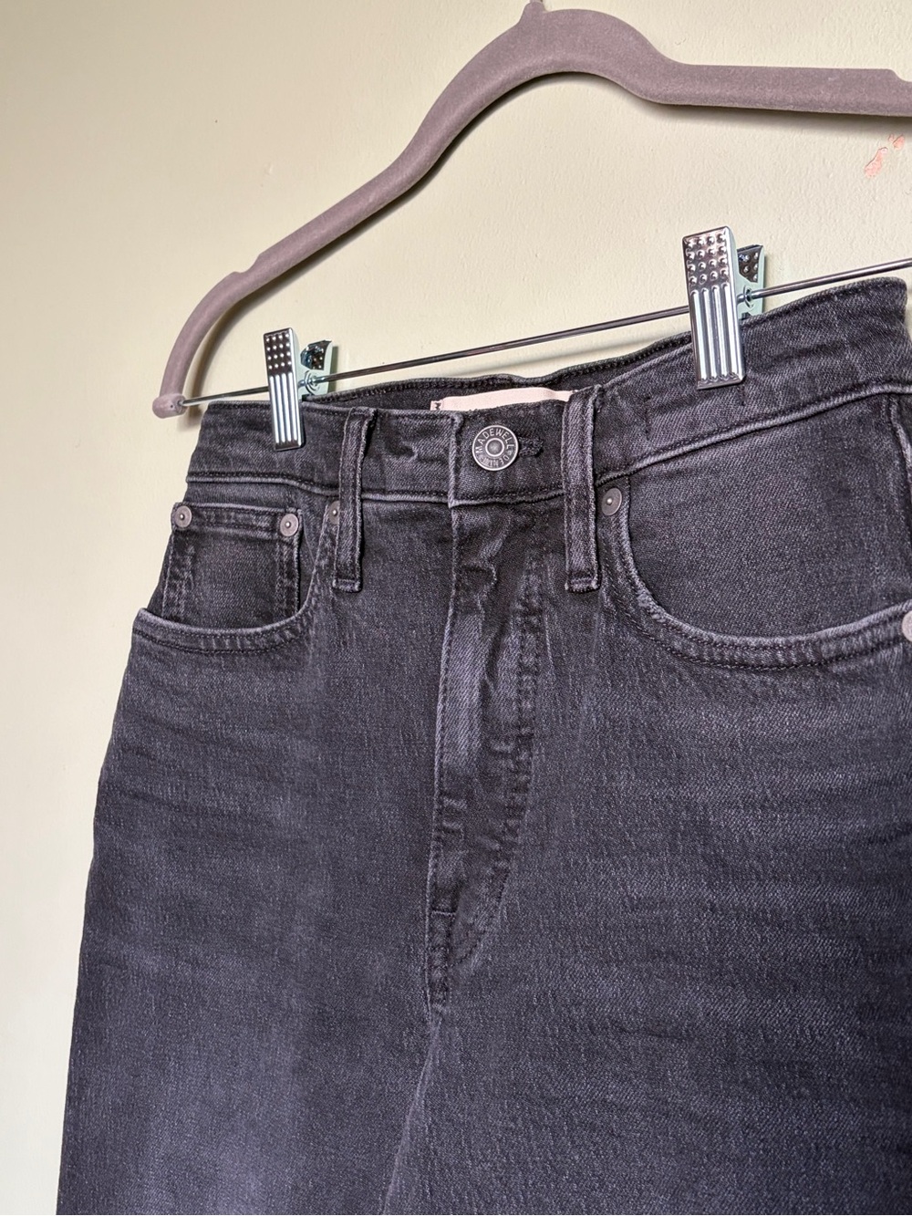 Madewell Black Denim Balloon Raw Hem Womens High-Rise Jeans Size 23 NG264 - Picture 9 of 14